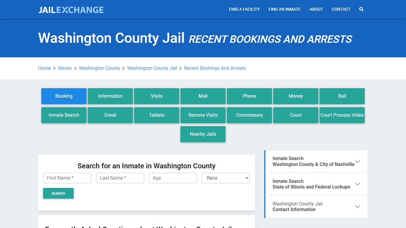 Washington County Jail Recent Bookings And Arrests - Jail Exchange